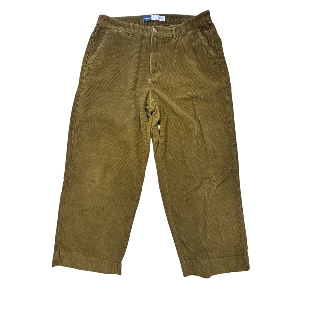 Old Navy Wide Leg Pants Womens 16 Olive Green Corduroy High Rise Academia